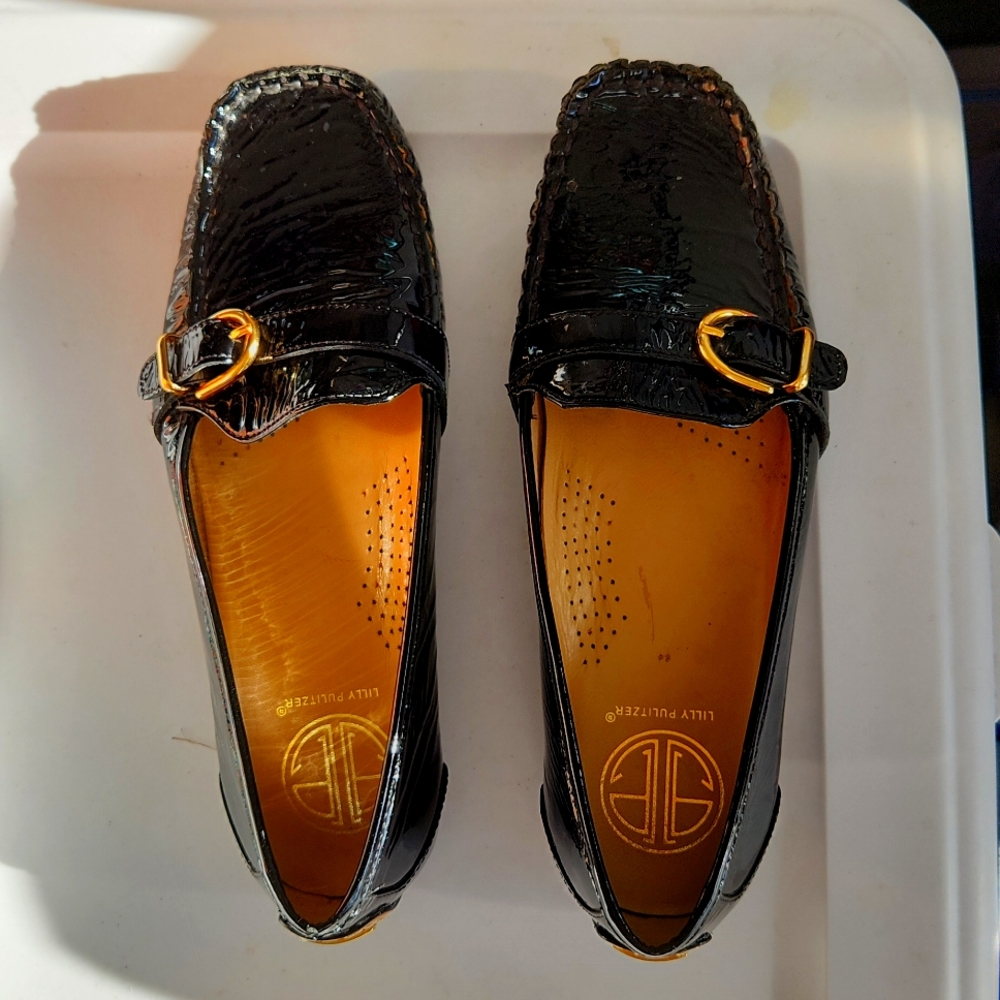 Lily Pulitzer Patent Leather Buckled Loafers